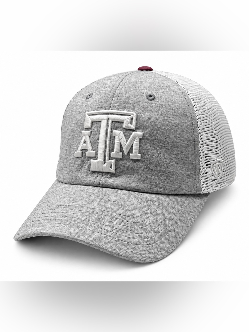 Texas A&M Aggies Top of the World Gray White Mesh Trucker Snapback Hat